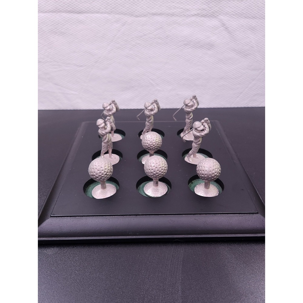 International Silver‎ Co TIC TAC TOE Game GOLF Par Four Silver Pcs Wood Base